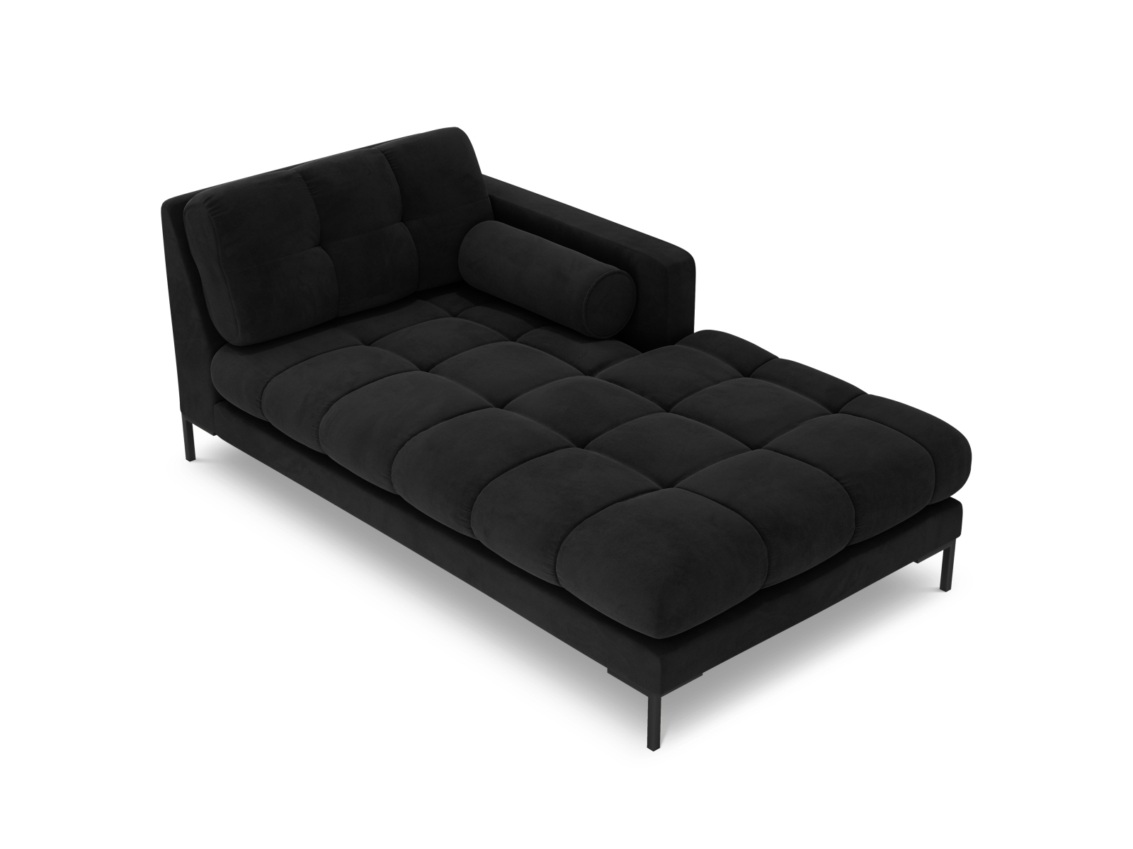 Cosmopolitan Design Chaiselongue Bali Samt Bluvel Schwarz Rechts Beine Schwarzes Metall