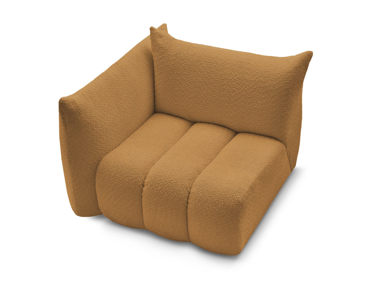 Bobochic Azra Sofamodul 1-Sitzer 117 × 112 cm Bouclé-Stoff Gelb Ecke links