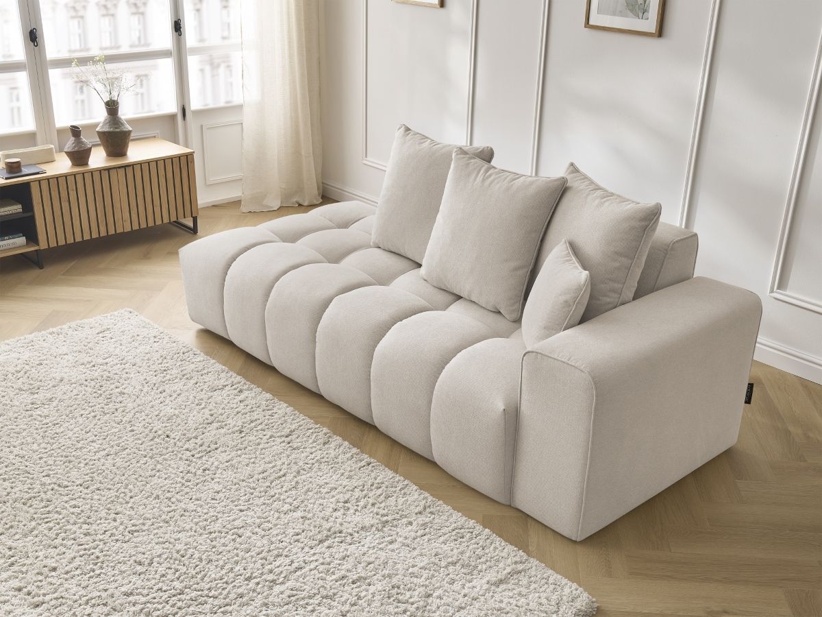 Bobochic Mont-blanc Sofa 4-Sitzer Melange-Stoff Beige Armlehne rechts