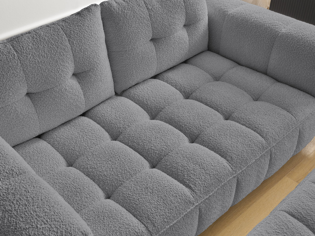 Bobochic Anis Sofa 2-Sitzer mit Pouf Bouclé-Stoff Dunkelgrau