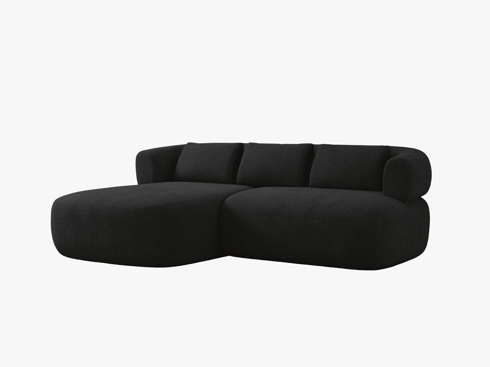 Micadoni 5-Sitzer Ecksofa Jenny Kleine Version Links Boucle Now or Never Schwarz