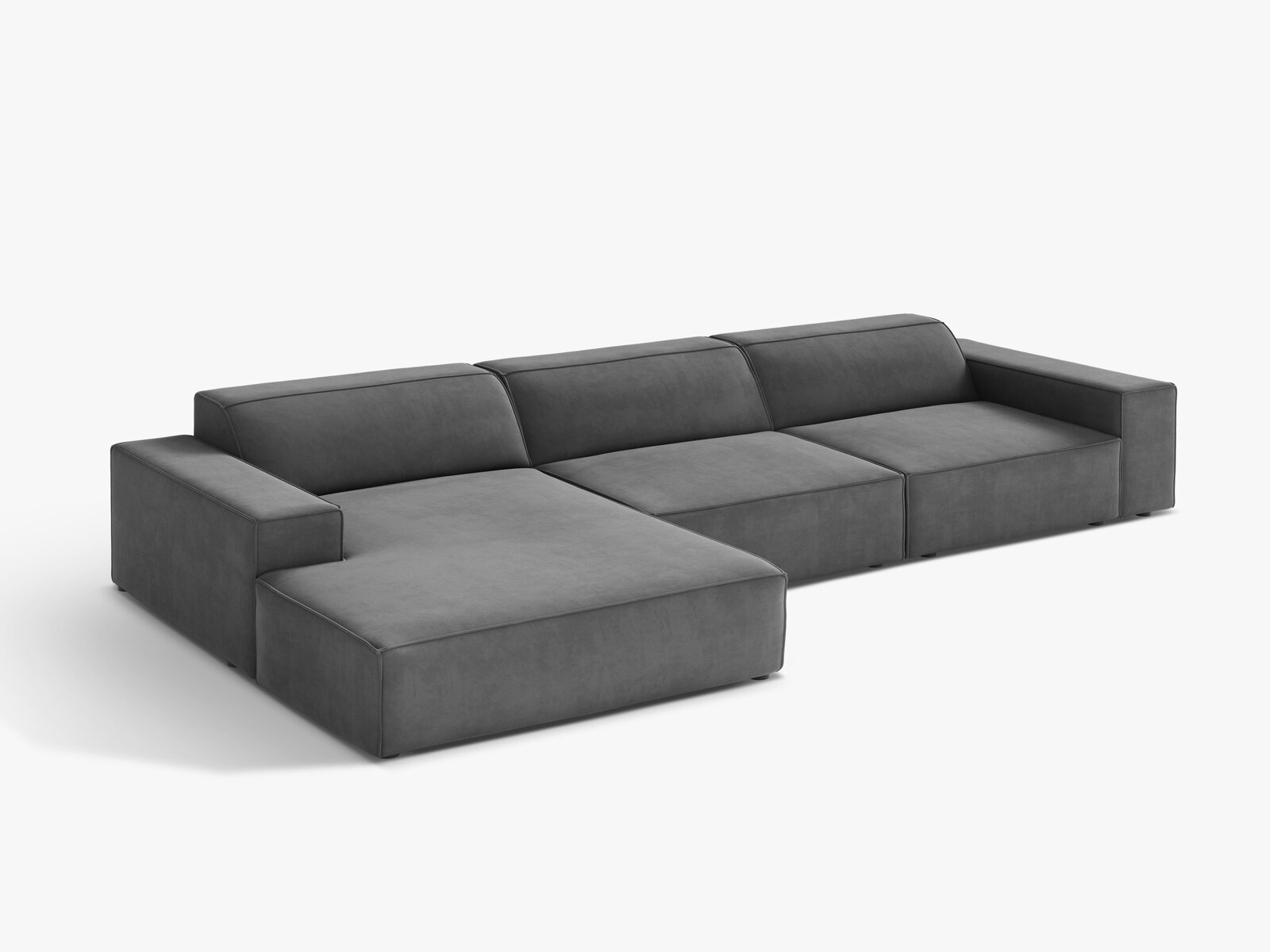 Micadoni Ecksofa Jodie 4-Sitzer Samt Venus Grau Links