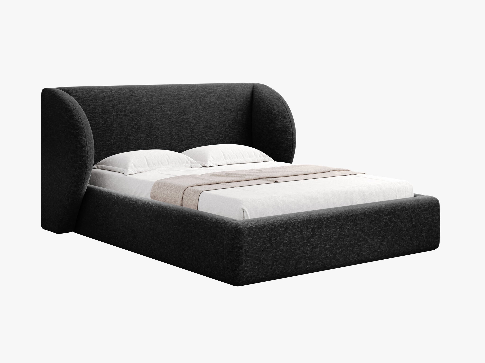 Micadoni Polsterbett Miley Chenille Haga Schwarz 200x200 moebelfaktor