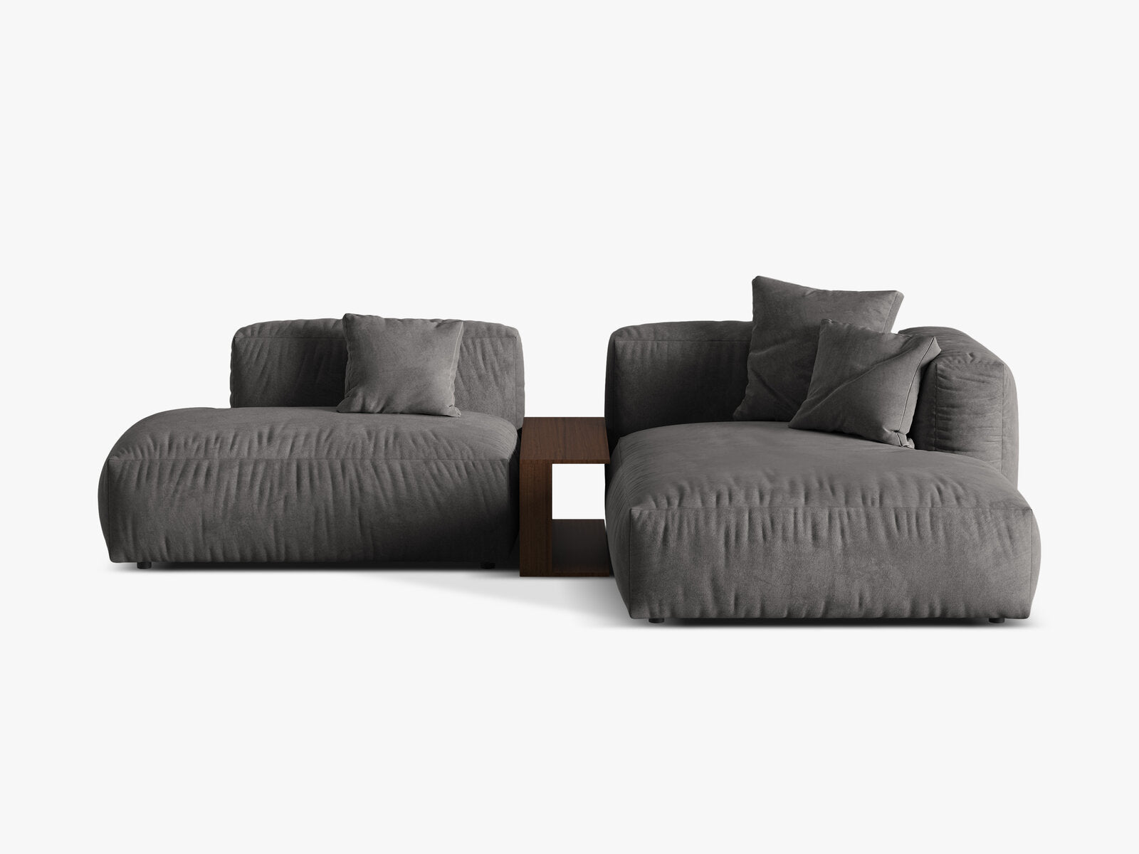 Micadoni Ecksofa Martina 2-Sitzer mit Couchtisch Rechts Samt Grau