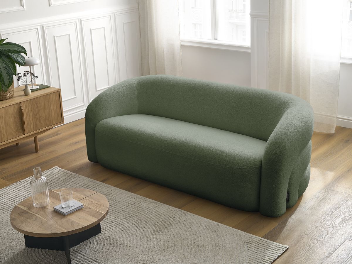 Bobochic Elina Sofa 3-Sitzer Bouclé-Stoff Grün