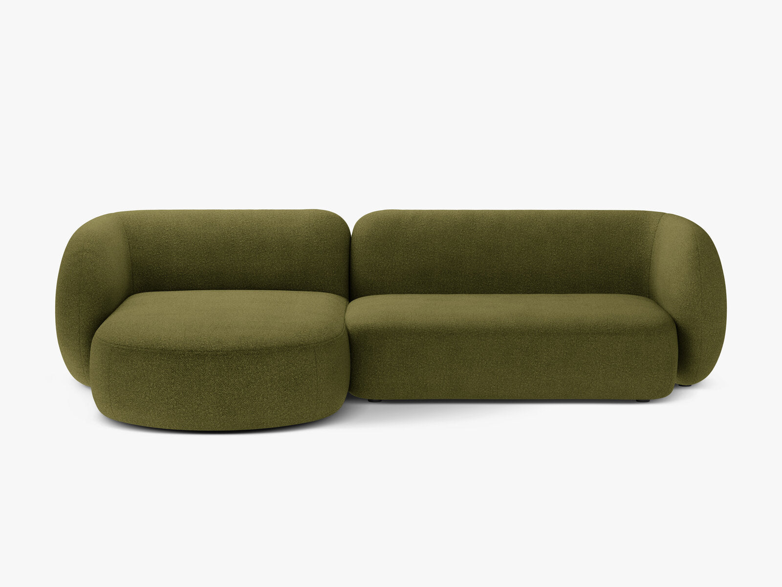 Micadoni Ecksofa Kate 3-Sitzer Links Boucle Baloo Dunkel-Olivgrün