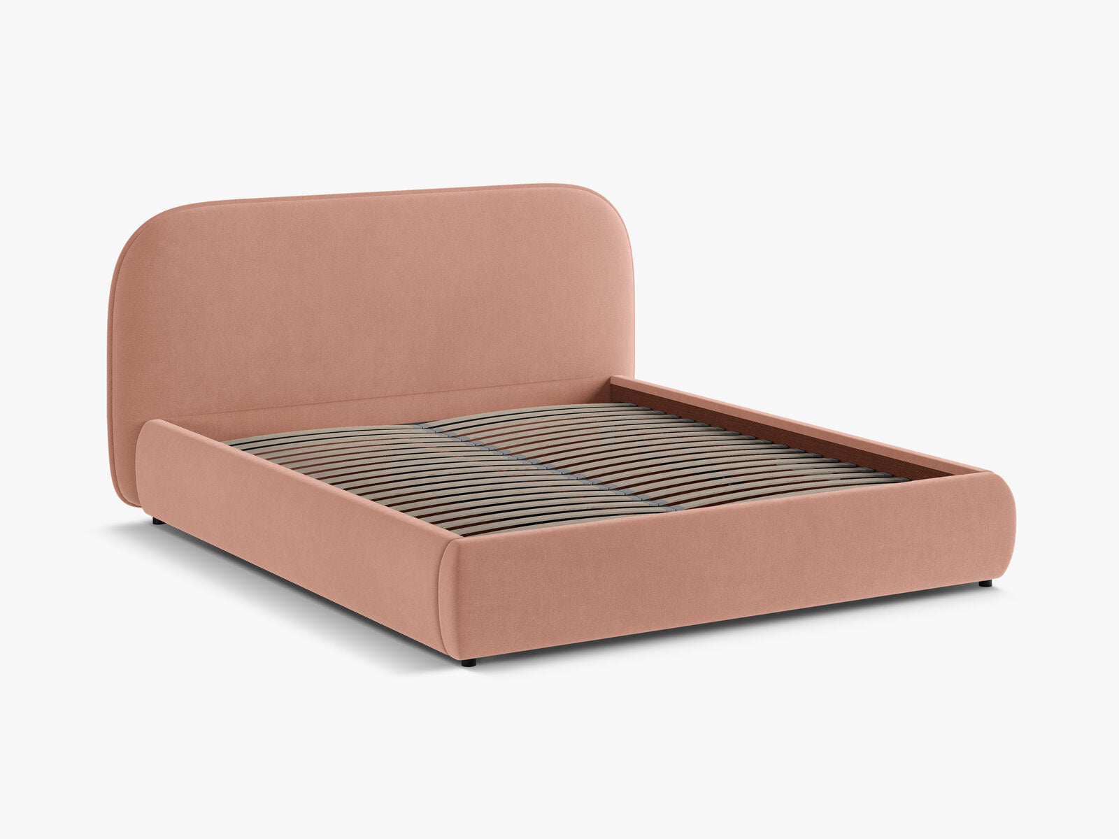 Micadoni Murada Bett mit Bettkasten und Kopfteil Samt Salvador Rosa 180x200