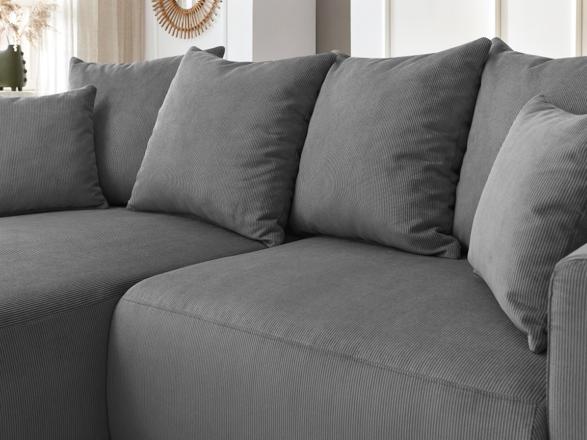 Bobochic Enjoy Ecksofa Cordsamt Dunkelgrau Ecke links