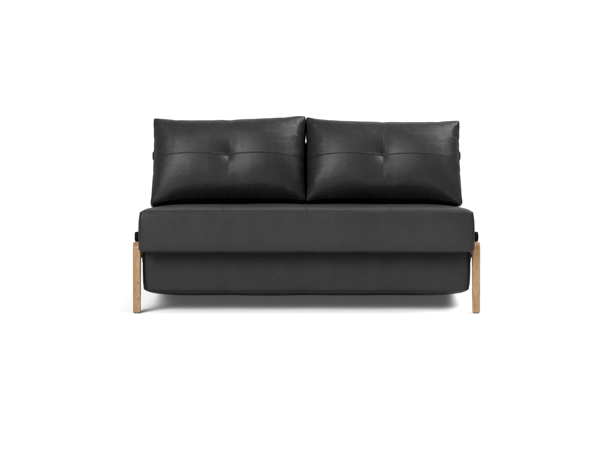 Schlafsofa Cubed 140 Lederoptik Faunal 550-Black Beine Eiche