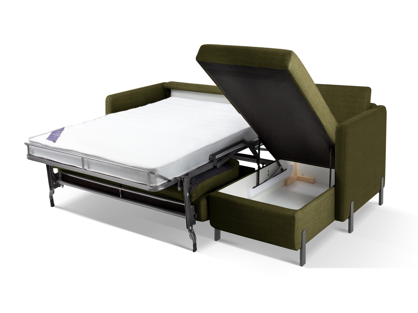 Micadoni Schlaf-Ecksofa Gloria 5-Sitzer Rechts Strukturierter Stoff Grün 205x160