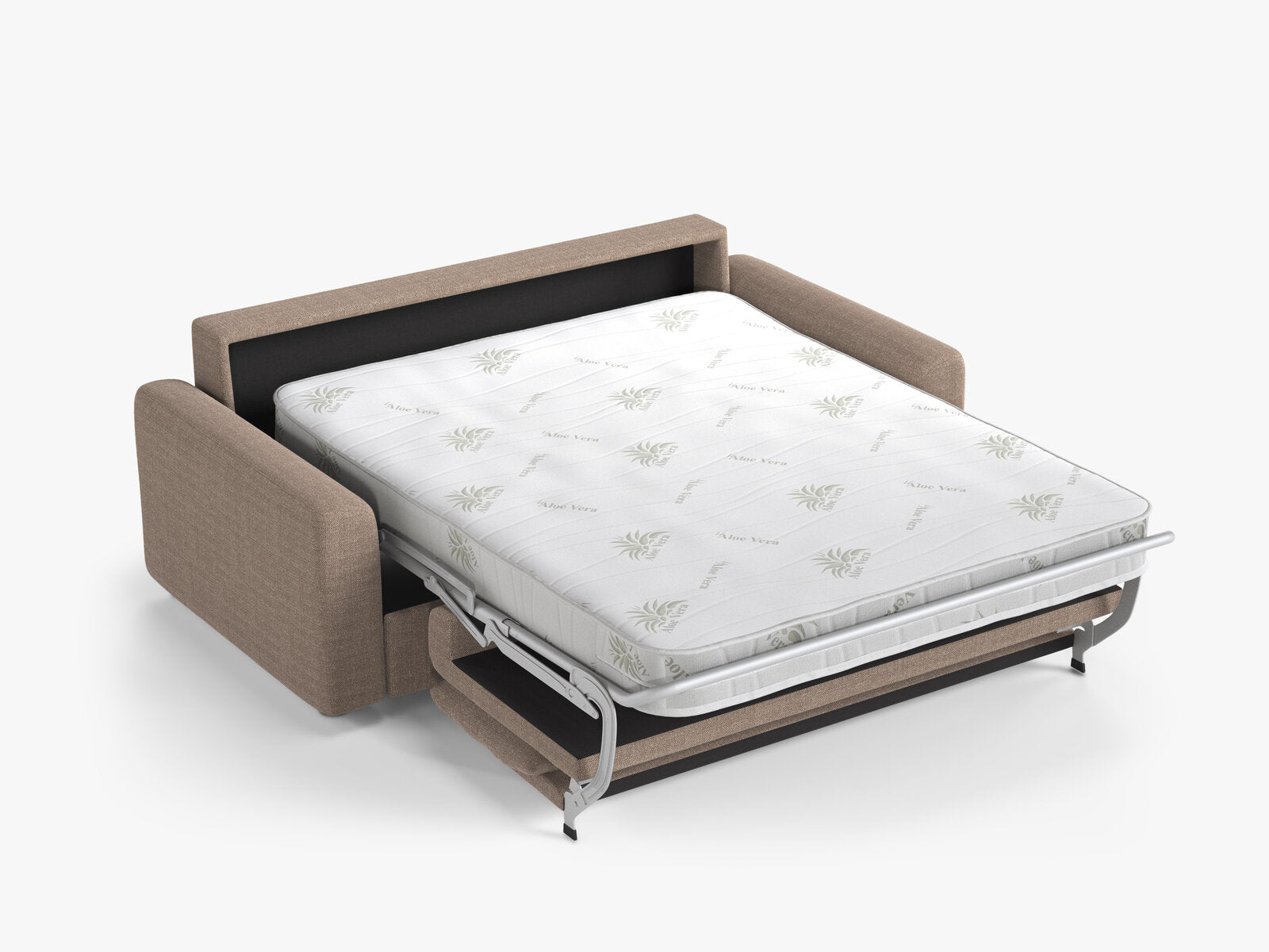 Micadoni Sofa mit Schlaffunktion David 3-Sitzer Strukturierter Stoff Babel Hellbraun
