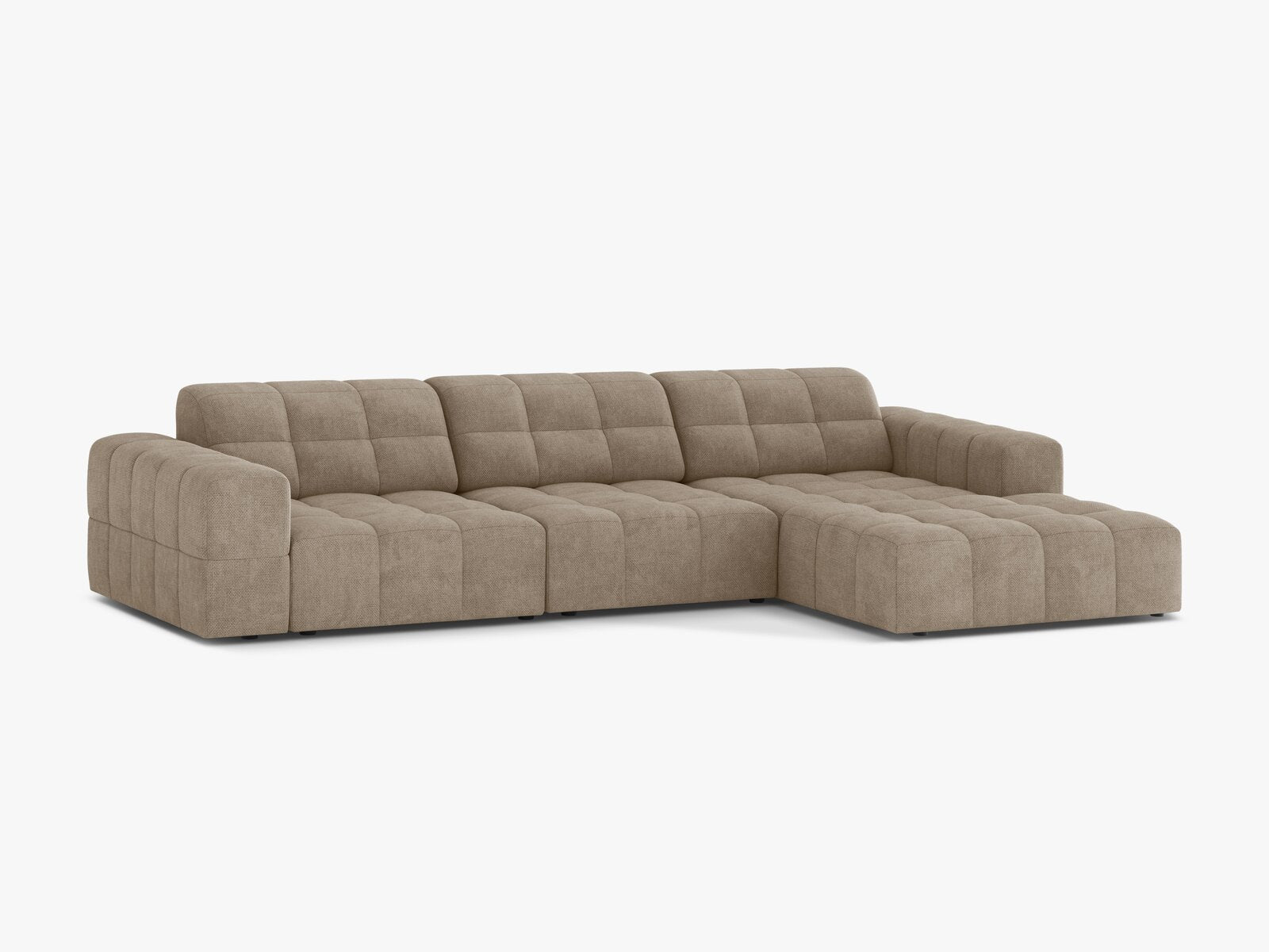 Micadoni Ecksofa Jennifer 4-Sitzer Chenille Eden Dunkelbeige Rechts