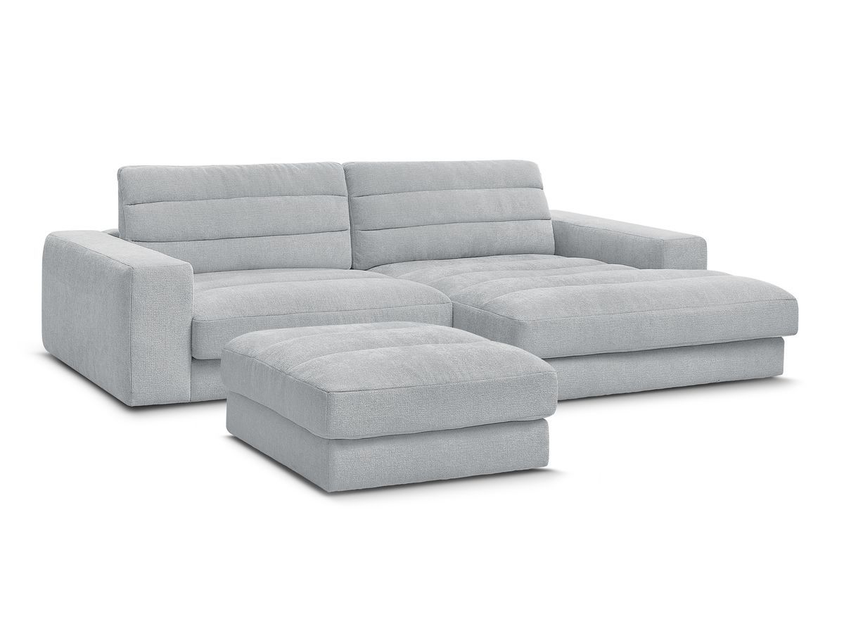 Bobochic Sierra Ecksofa mit Pouf Strukturstoff Hellgrau Ecke rechts