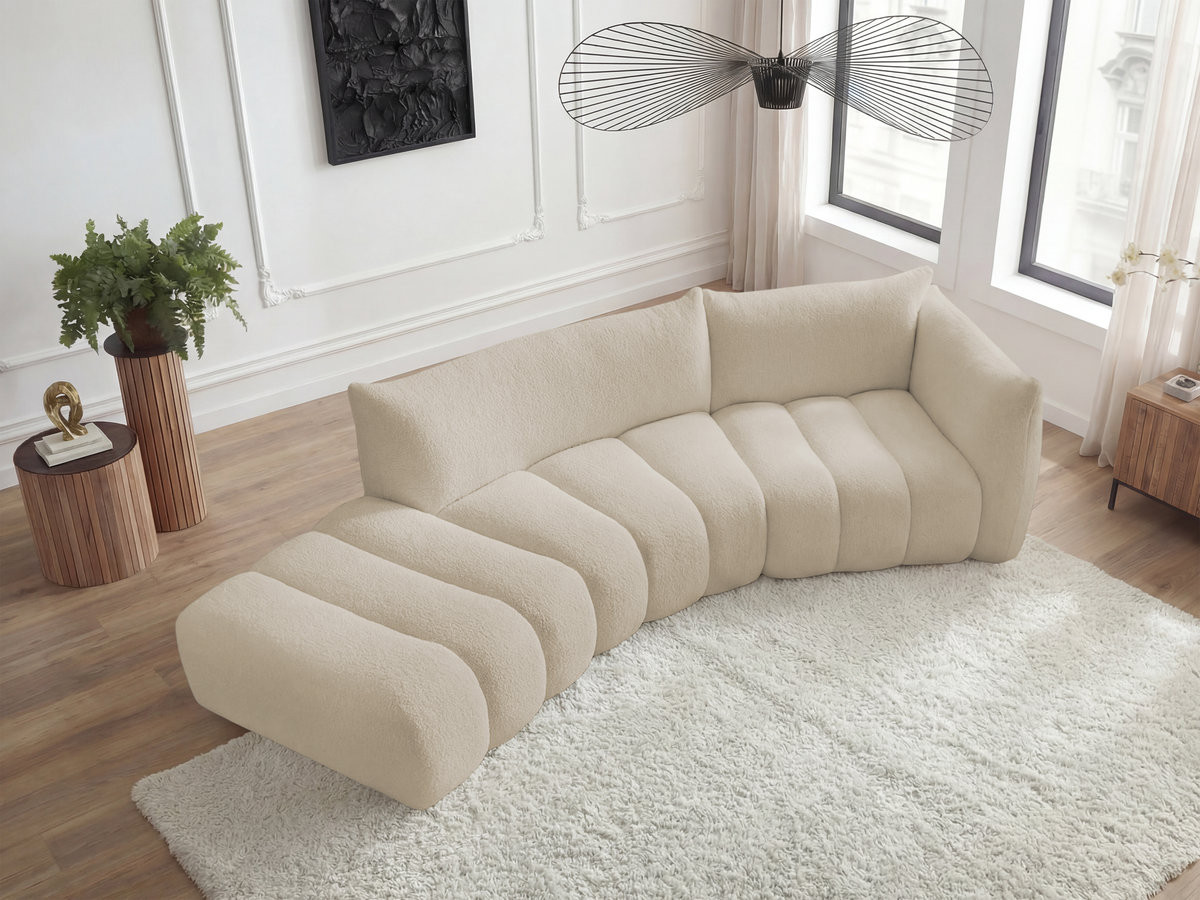 Bobochic Azra Ecksofa 325 × 112 cm Bouclé-Stoff Beige Ecke rechts