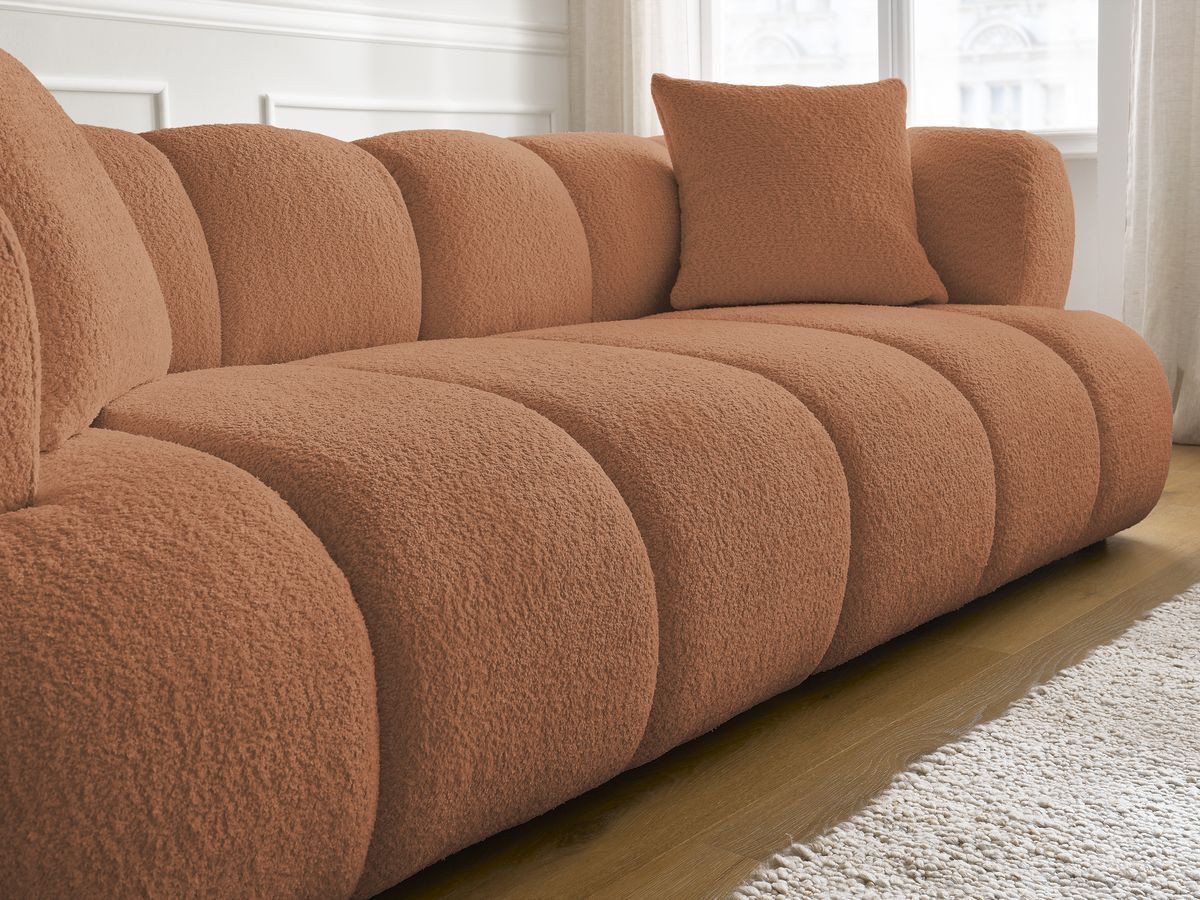 Bobochic Pamira Sofa 3-Sitzer Bouclé-Stoff Orange