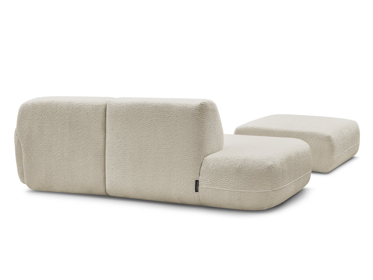 Bobochic Anda Ecksofa mit Pouf 241 × 163 cm Chenille Beige Ecke rechts