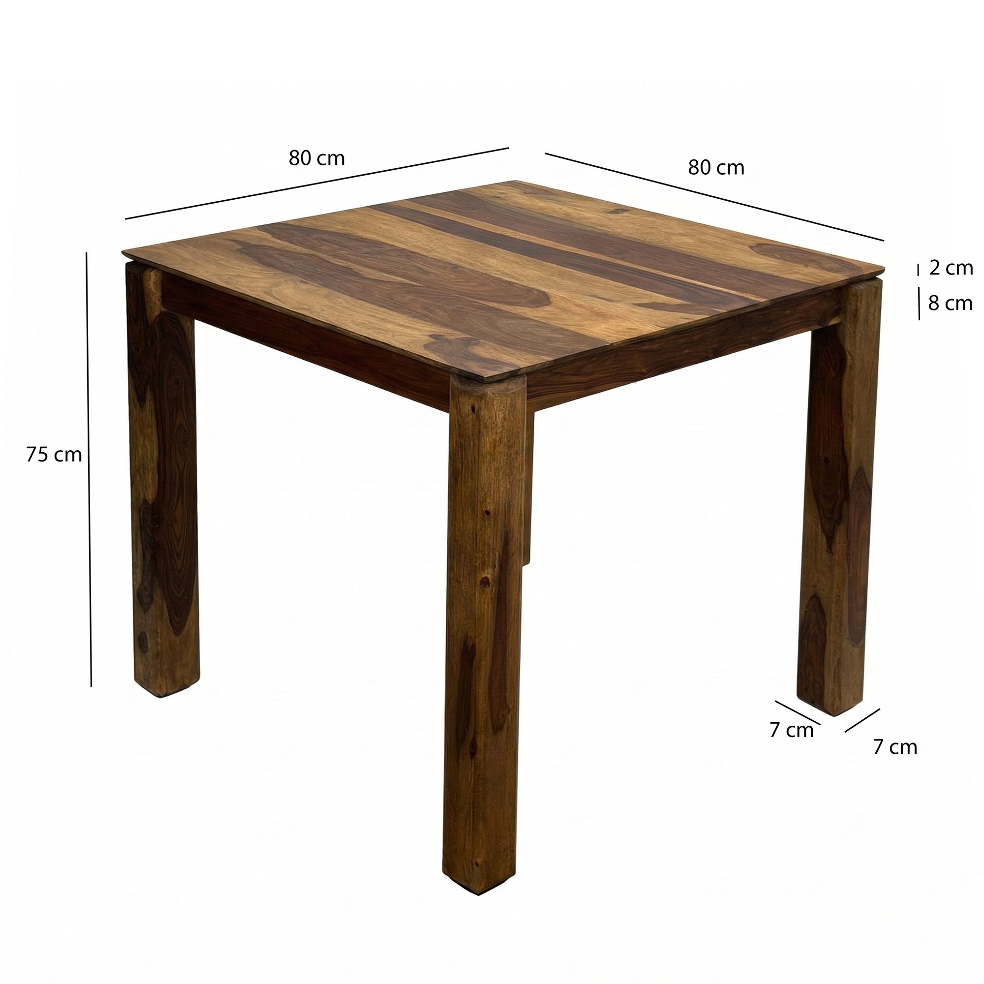Esstisch Romedal Massivholz Dunkelbraun 80 × 80 × 75 cm