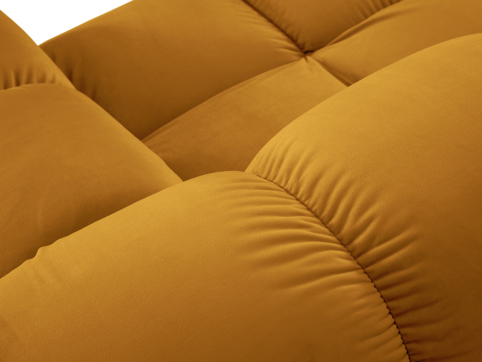 Micadoni Modulares Panorama Ecksofa Bellis 7-Sitzer Links Samt Bluvel Gelb
