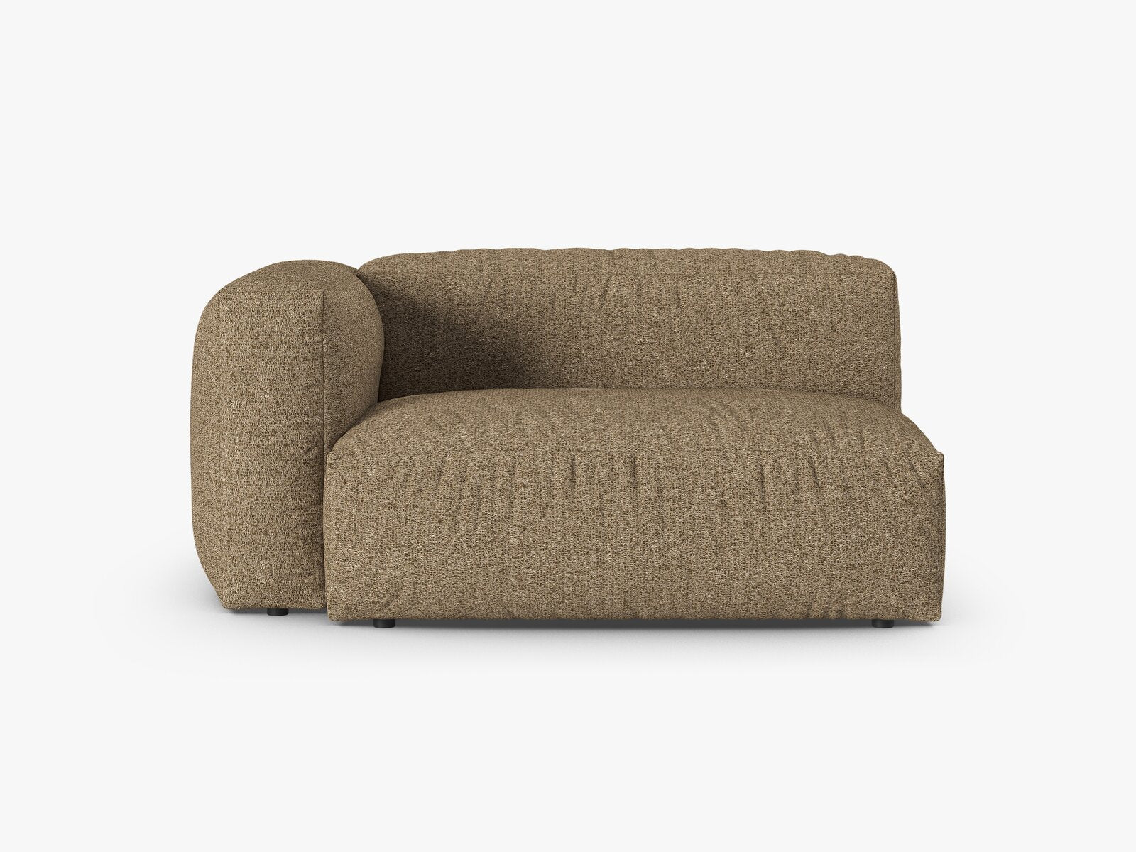 Micadoni Eckmodul mit Armlehne Martina 1-Sitzer Groß 90cm Sitztiefe Links Boucle Monet Cappuccino