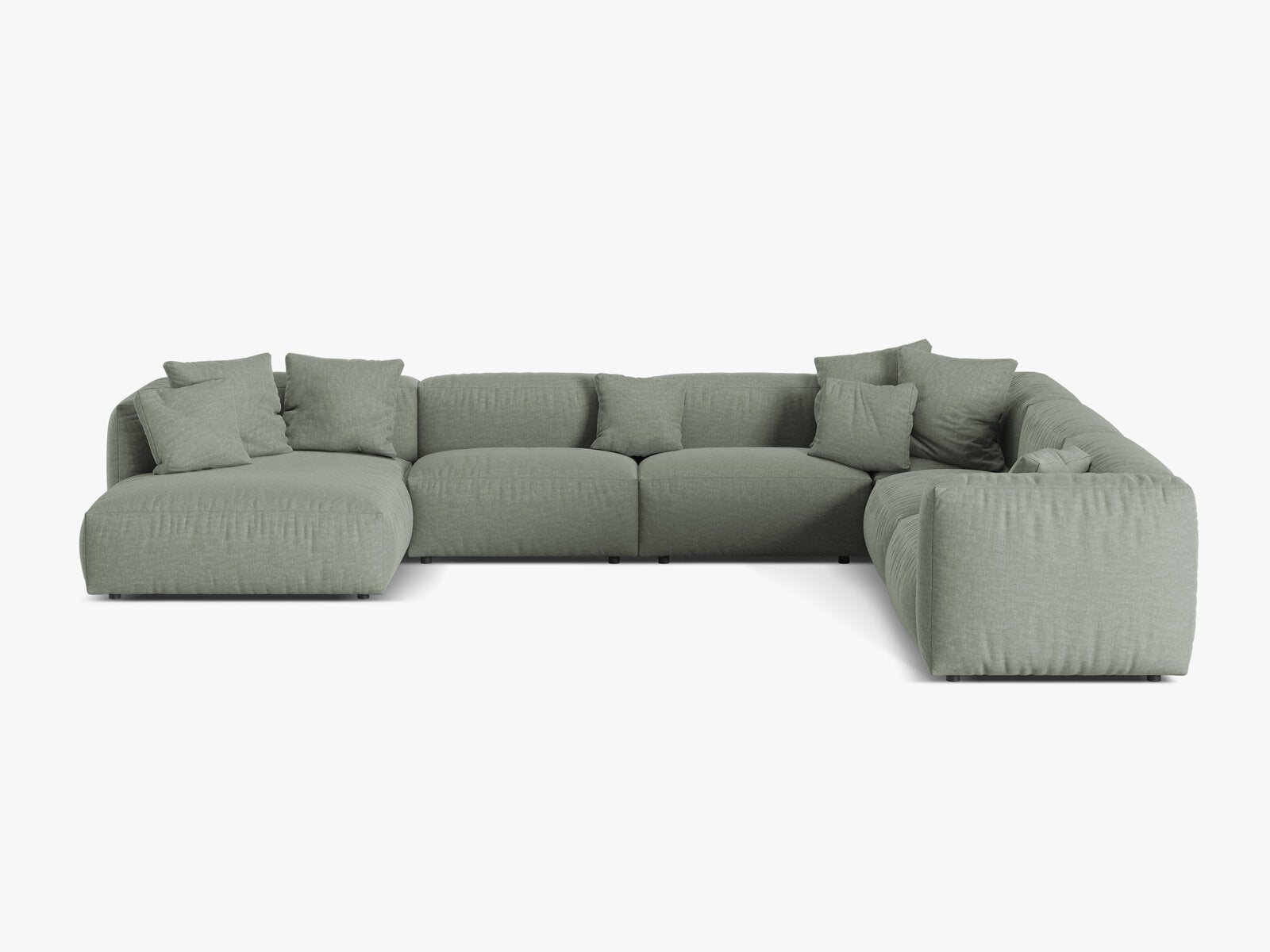 Micadoni modulares Ecksofa XL Martina 6-Sitzer Rechts Strukturierter Stoff Boston Moßgrün