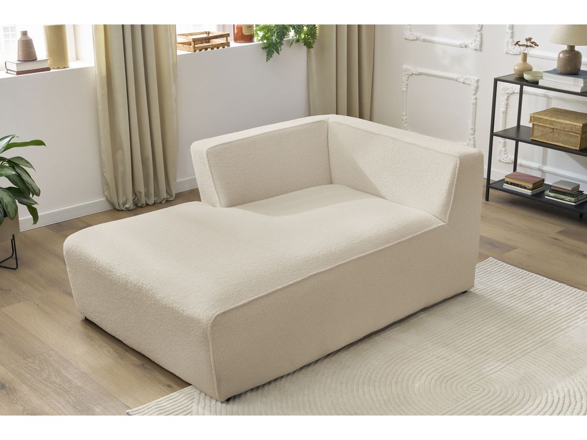 Bobochic Megeve Méridienne-Modul Bouclé-Stoff Beige Ecke links