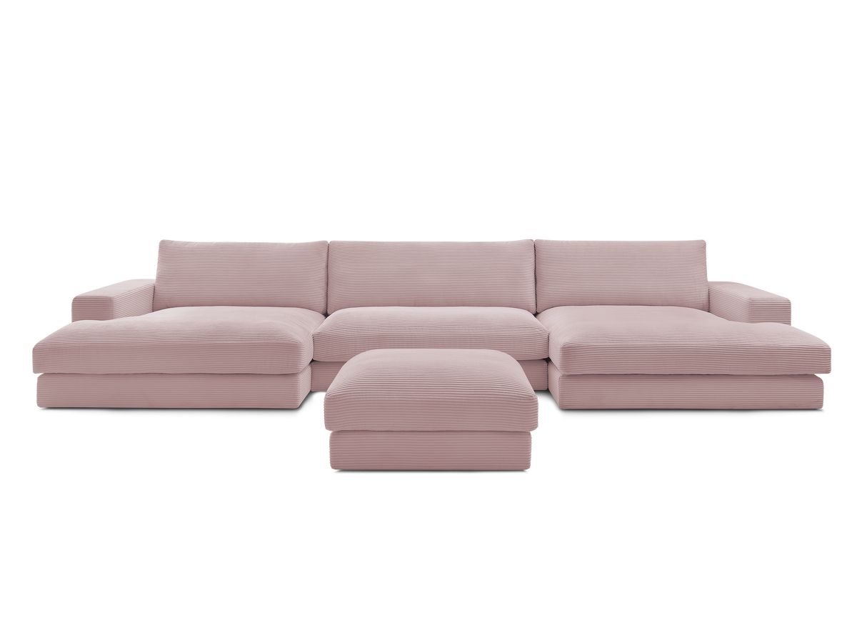 Bobochic Leonard Wohnlandschaft mit Pouf 404 × 159 cm Cordsamt Violett