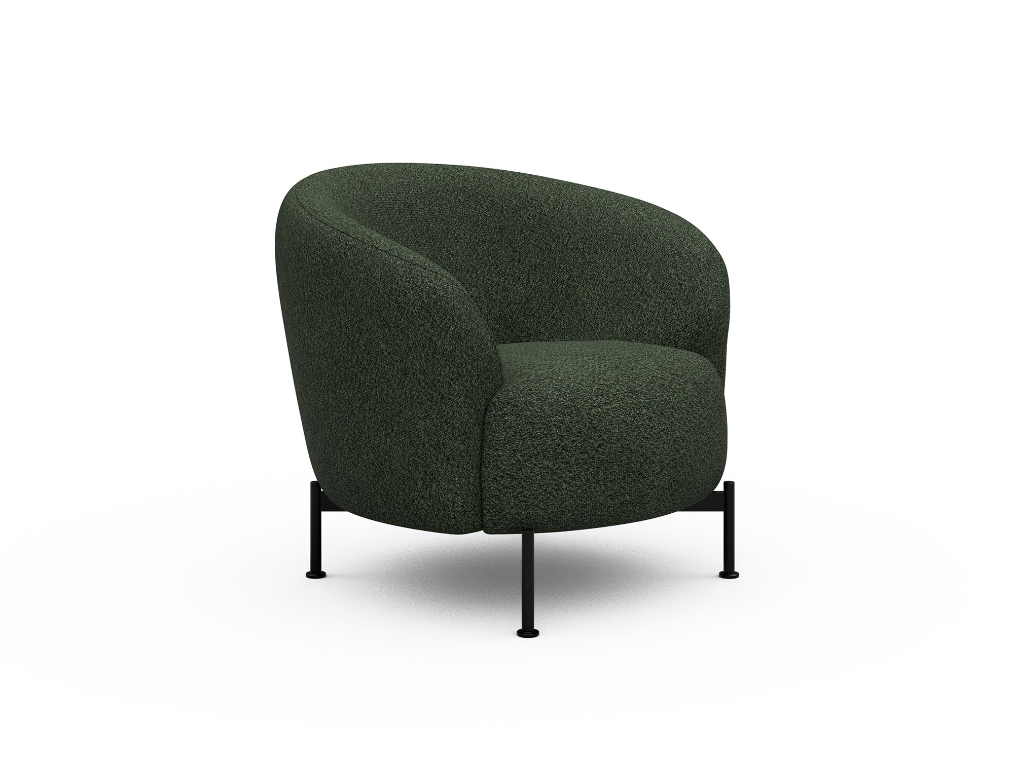 Sessel Ronda X-Metallgestell Schwarz Boucle Vanora 869-Deep-Green