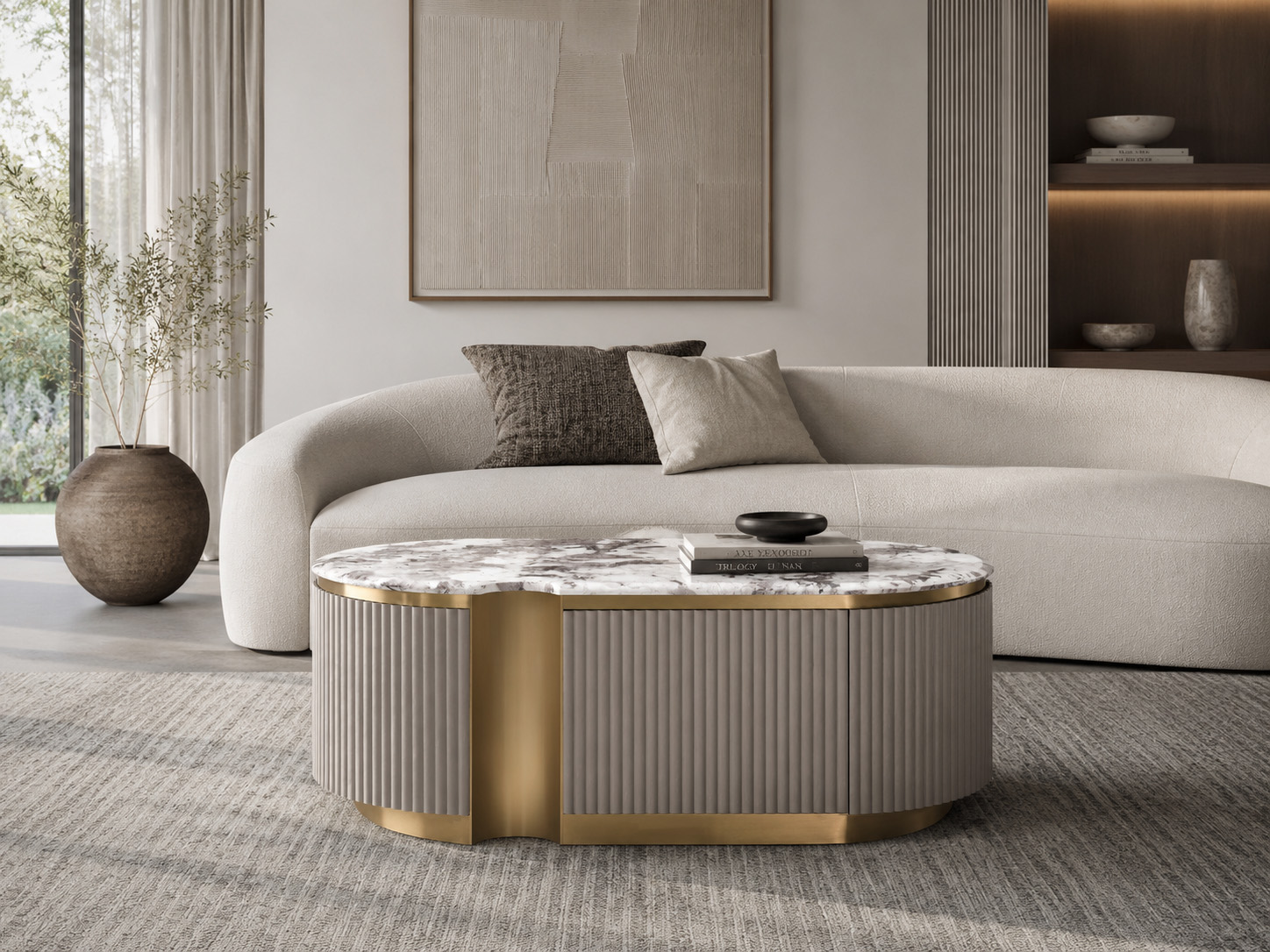 Livin Hill Couchtisch Stilig 122 × 60 × 45 cm Dunkles Taupe, Platte Taupe/Kühles Dunkelbraun
