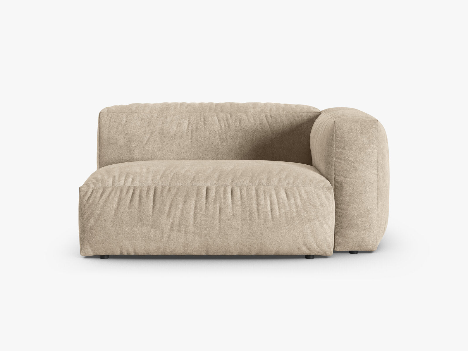 Micadoni Eckmodul mit Armlehne Martina 1-Sitzer Groß 90cm Sitztiefe Rechts Samt Vogue Helles Beige