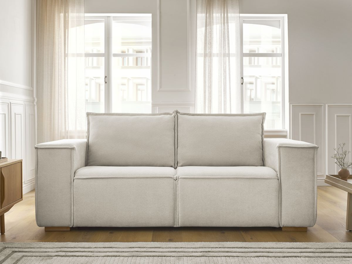 Bobochic Chelsea Schlafsofa 3-Sitzer Strukturstoff Beige, Liegefläche 140 × 200 cm