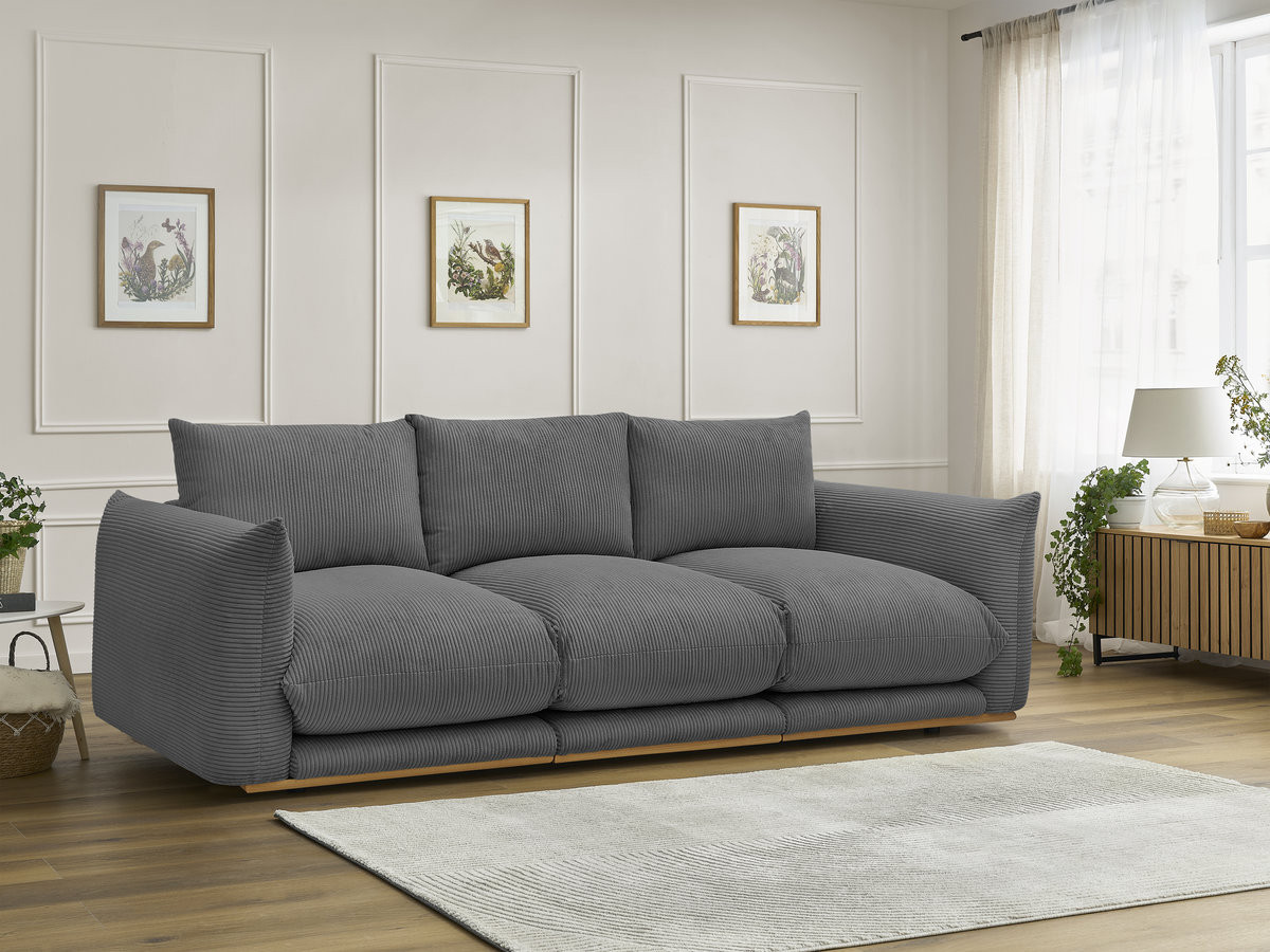 Bobochic Ernest Sofa 3-Sitzer 266 × 106 cm Cordsamt Dunkelgrau