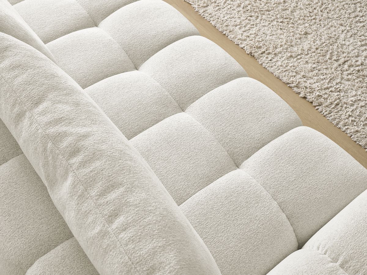 Bobochic Everest Schlafsofa 3-Sitzer mit Bettkasten, 2 Kissen Melange-Stoff Weiß