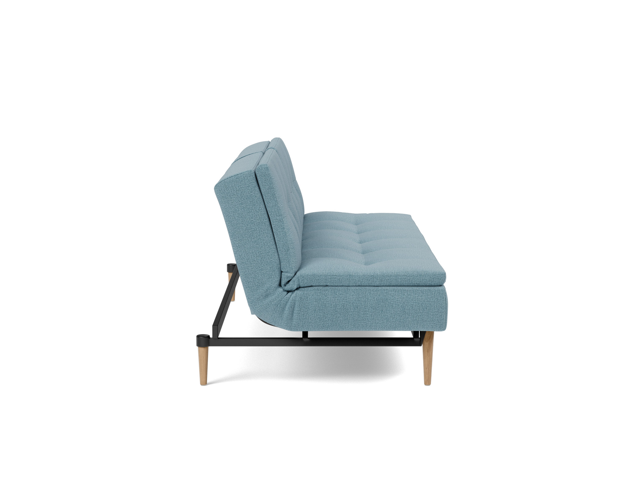 Schlafsofa Dublexo Flachgewebe Mixed Dance 525-Light-Blue Beine Styletto Eiche hell