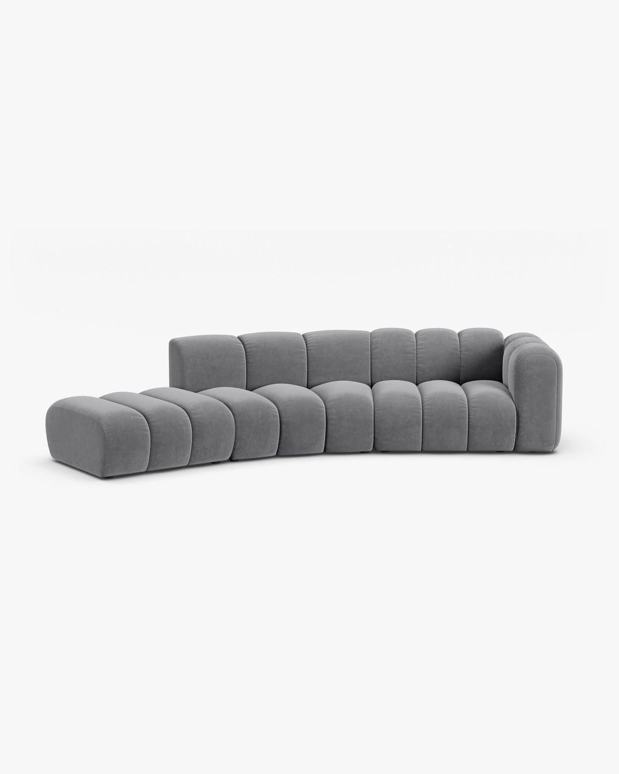 Micadoni Modulares Sofa Lupine 5-Sitzer Links Samt Salvador Grau