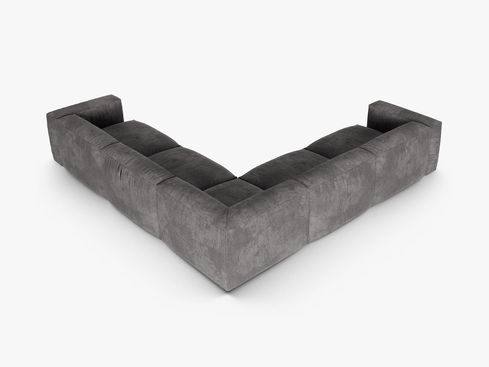 Micadoni modulares symmetrisches Ecksofa XL Martina 5-Sitzer 90cm Sitztiefe Samt Vogue Grau