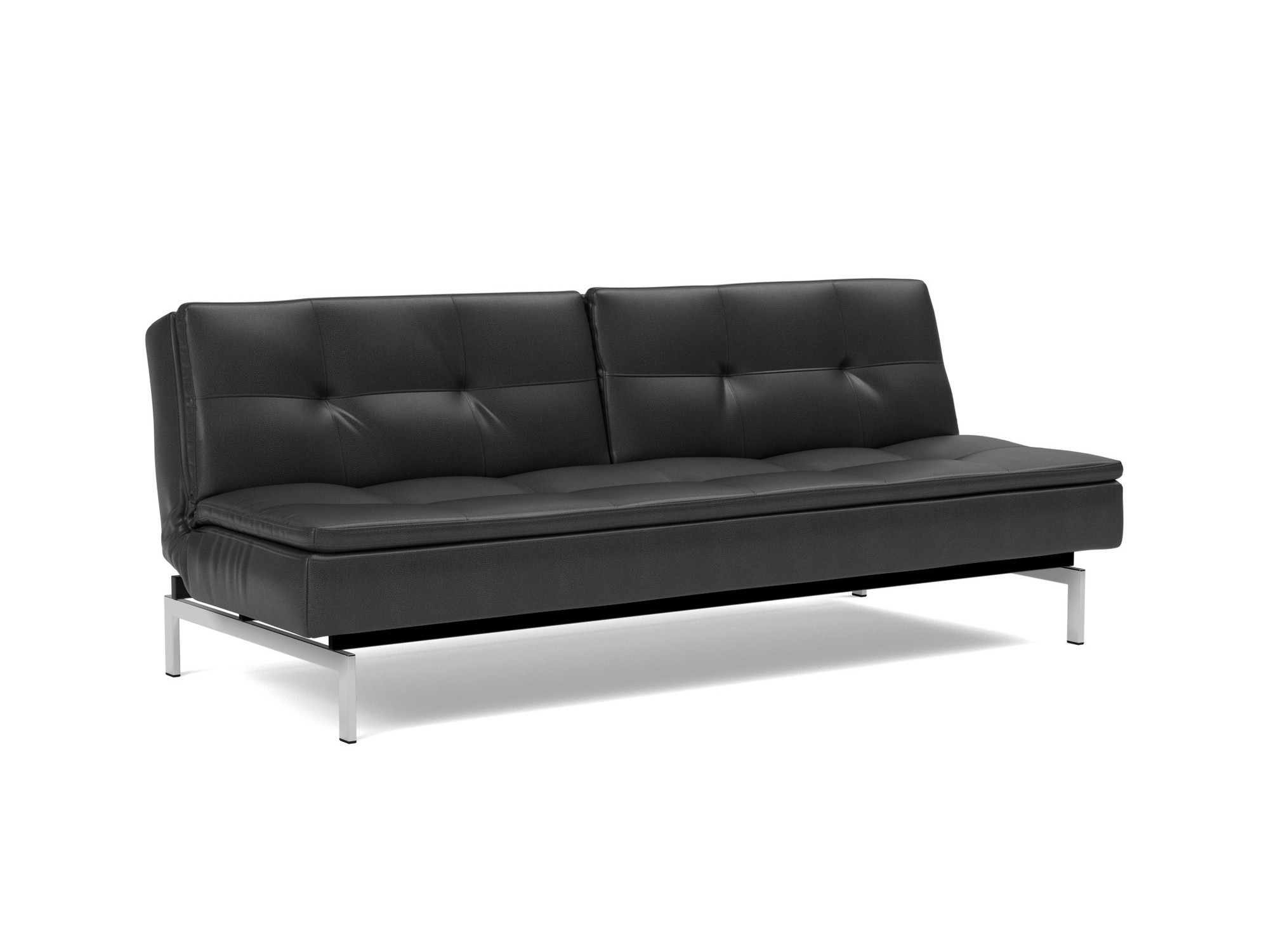Schlafsofa Dublexo Lederoptik Faunal 550-Black Beine Chrom