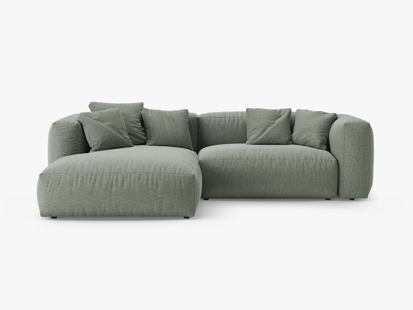 Micadoni Martina Ecksofa 4-Sitzer mit Schlaffunktion Links Strukturierter Stoff Boston Moosgrün