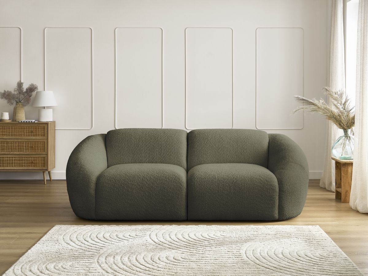 Bobochic Tina Sofa 2-Sitzer Bouclé-Stoff Grün