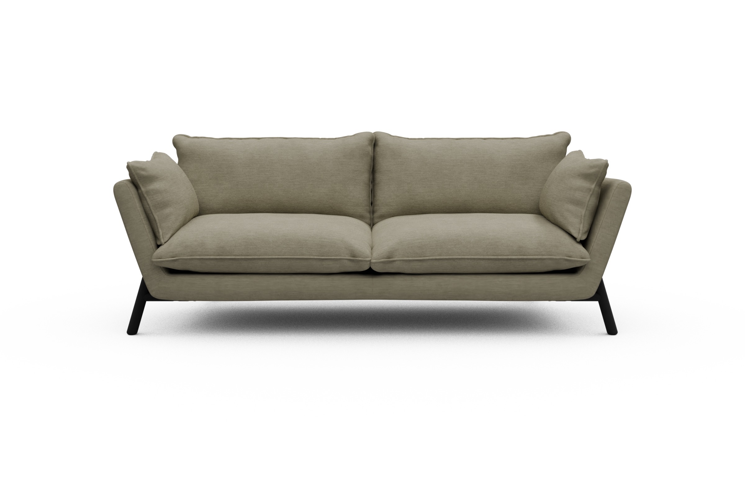 Skandi Home Sofa Emil PREMIUM 3-Sitzer Beinfarbe Eiche Schwarz Vivus-Dusty-Sand moebelfaktor