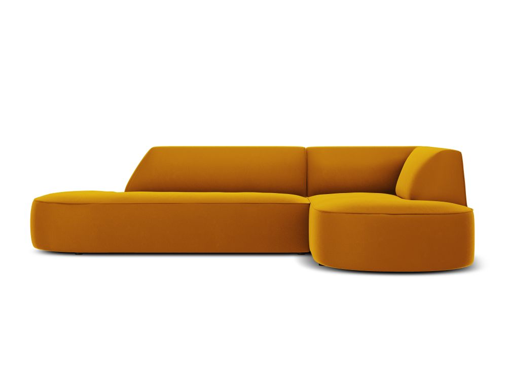 Cosmopolitan Design Ecksofa Siena 4-Sitzer abgerundet offen Samt Salvador Gelb Rechts