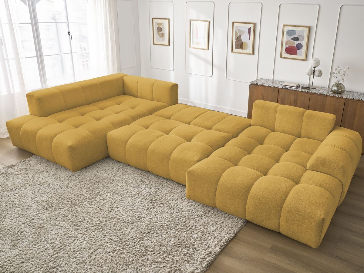 Bobochic Everest Wohnlandschaft, 14 Kissen Melange-Stoff Gelb Ecke rechts
