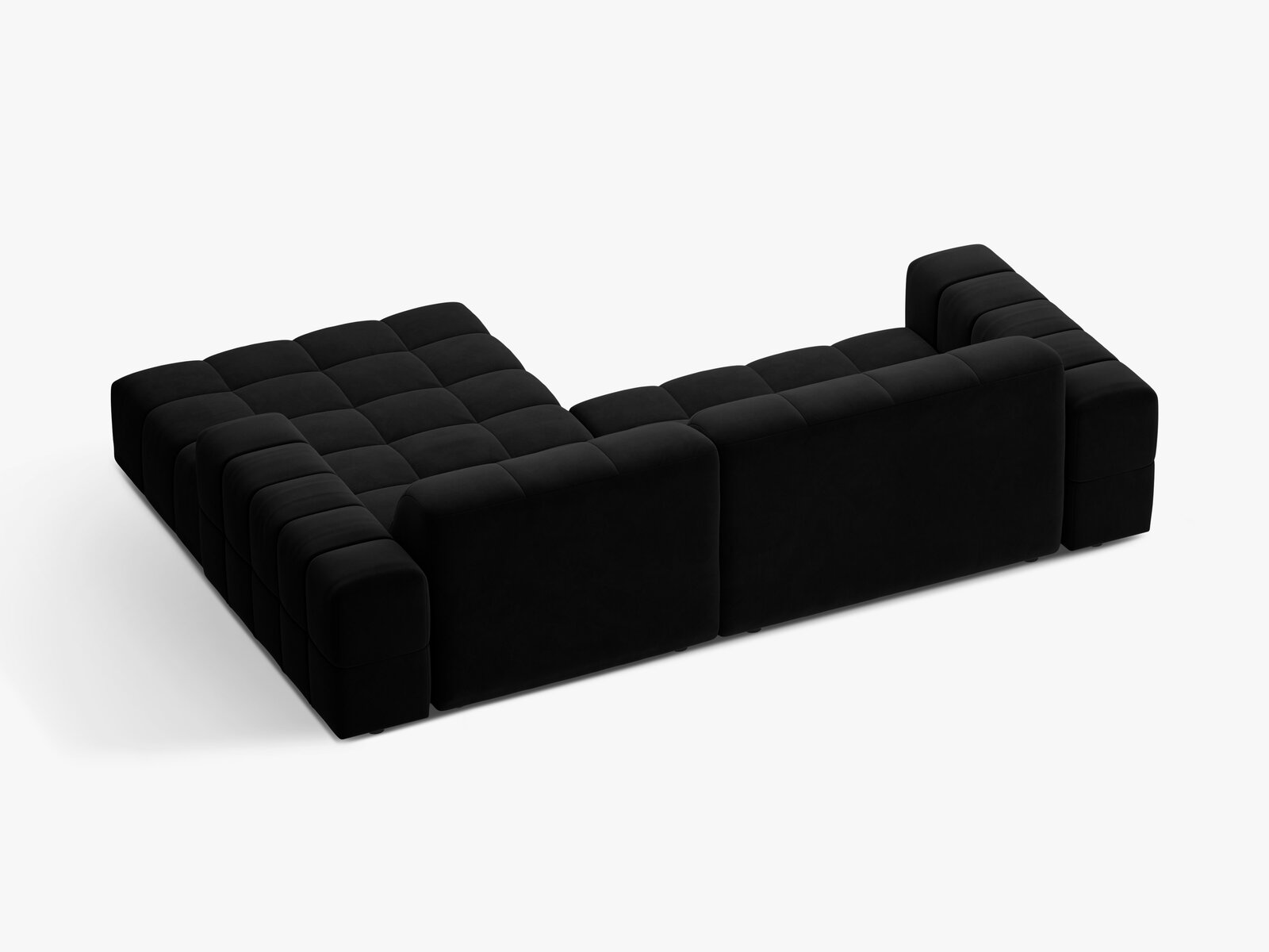 Micadoni Jennifer Ecksofa 4-Sitzer Rechts Samt Bluvel Schwarz