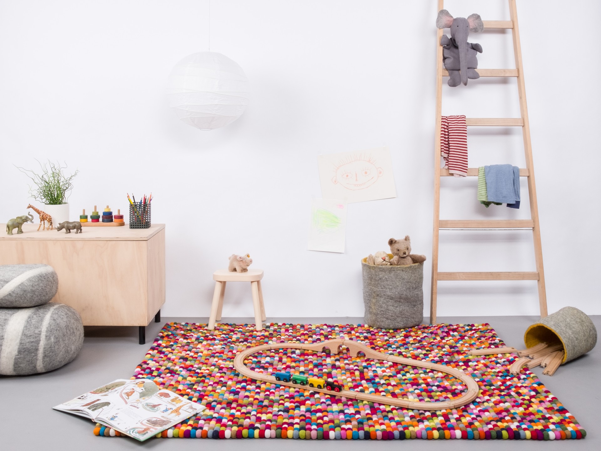 myfelt Lotte Filzkugelteppich - 90x130 cm