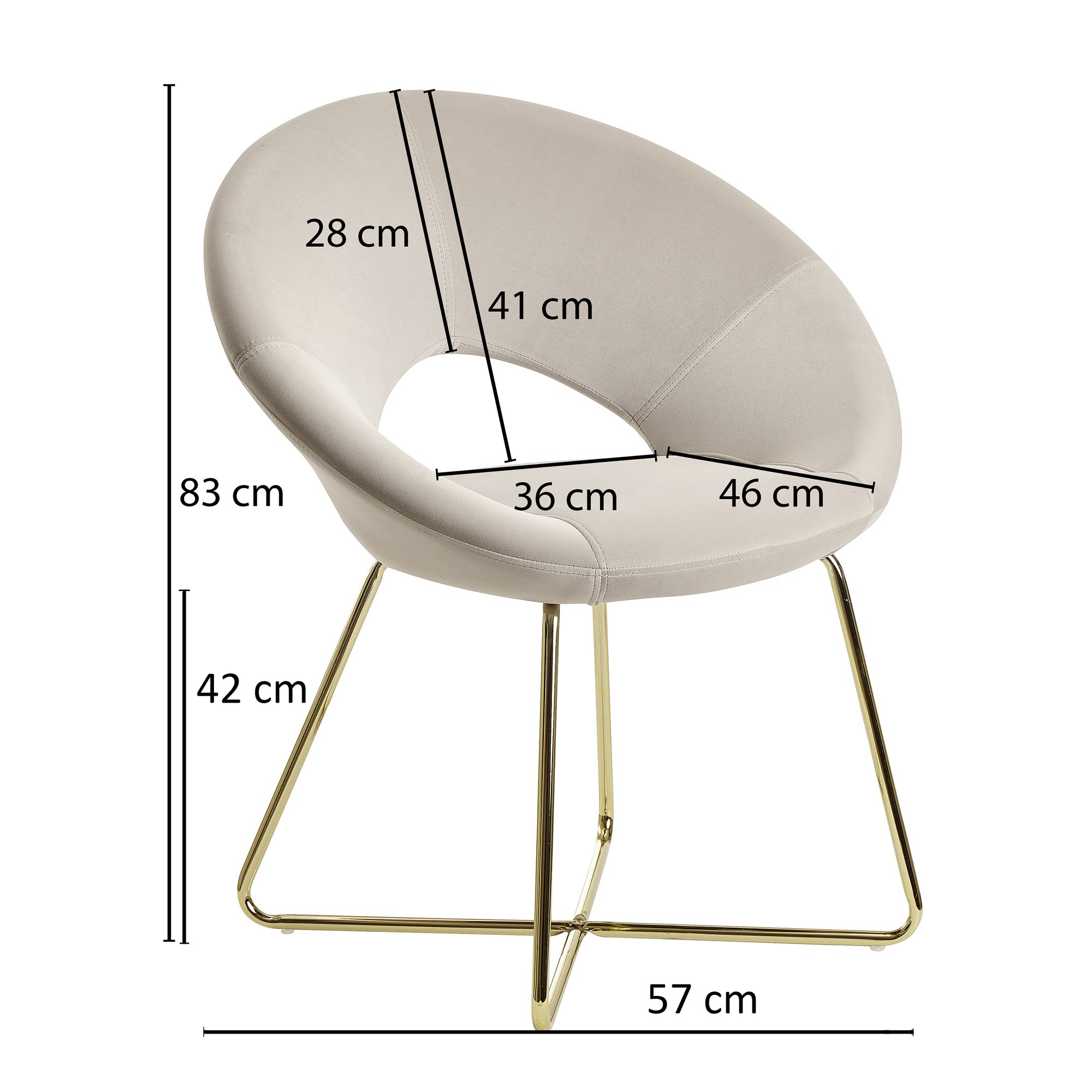 Esszimmerstuhl Gasadalur Samt Beige 57 × 60 × 83 cm