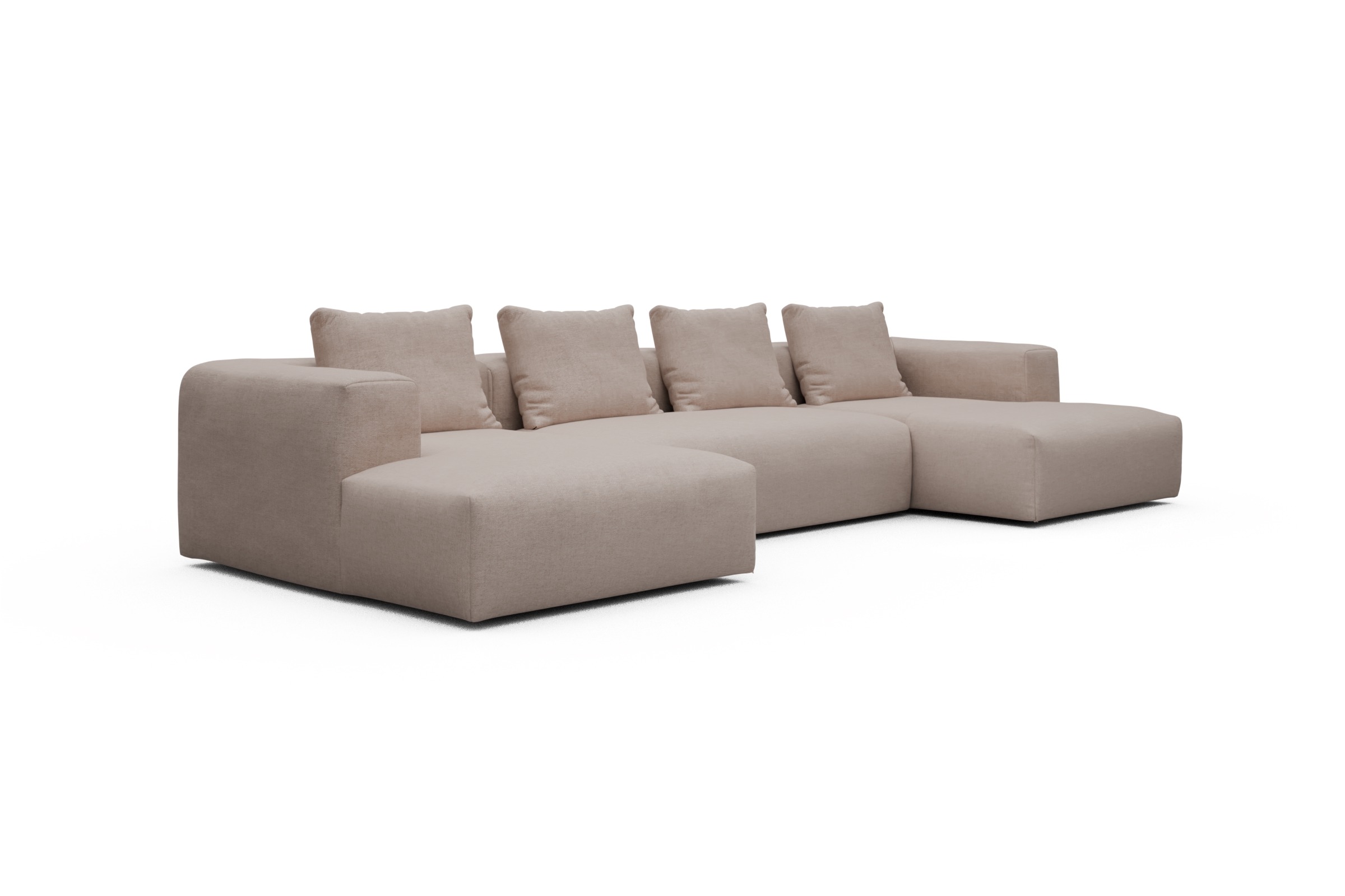 Wohnlandschaft Fred mit 2-Sitzer und Chaiselongue beidseitig Weda-Sand