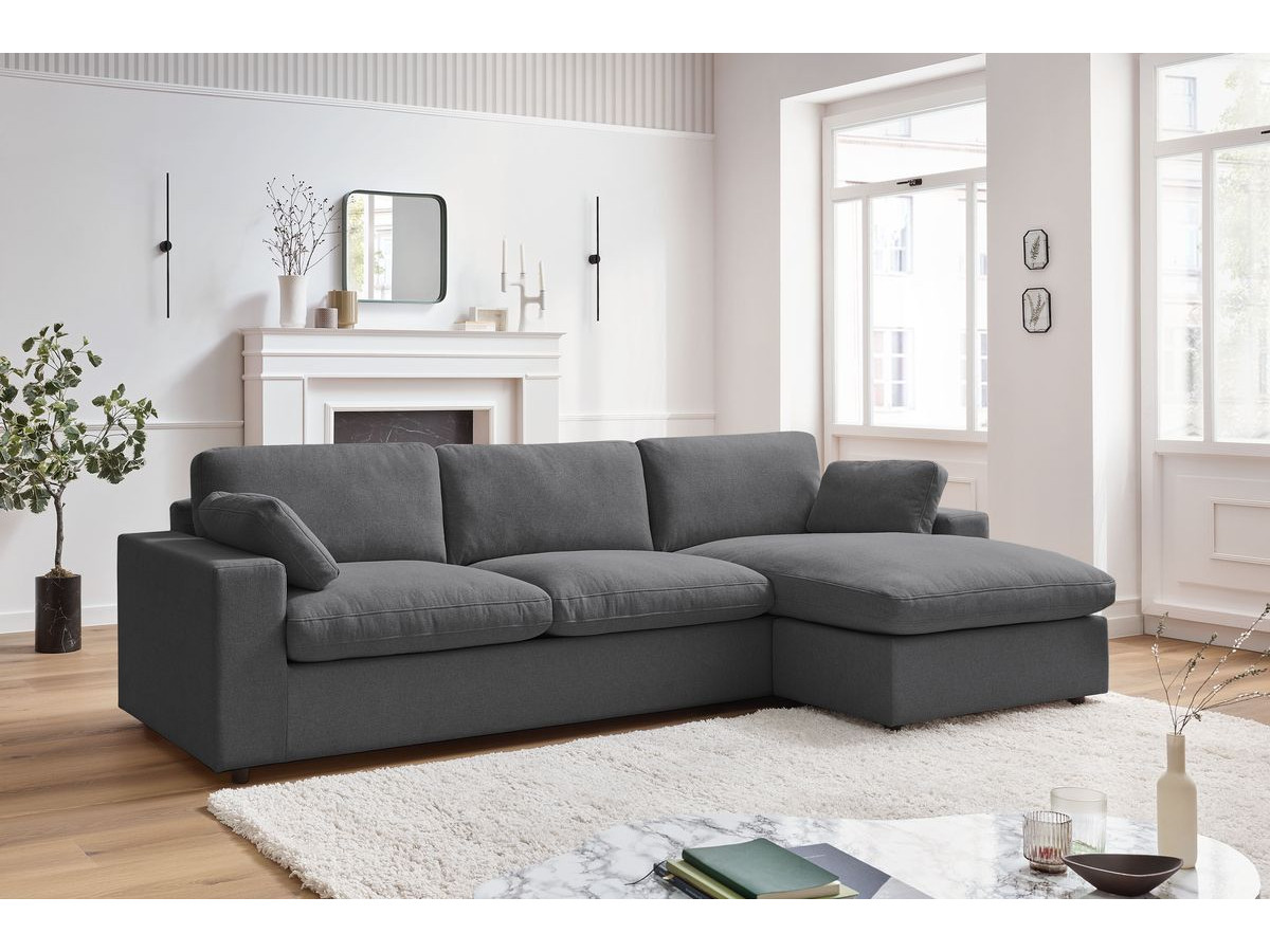 Bobochic Belair Ecksofa 280 × 139 cm Stoff Dunkelgrau