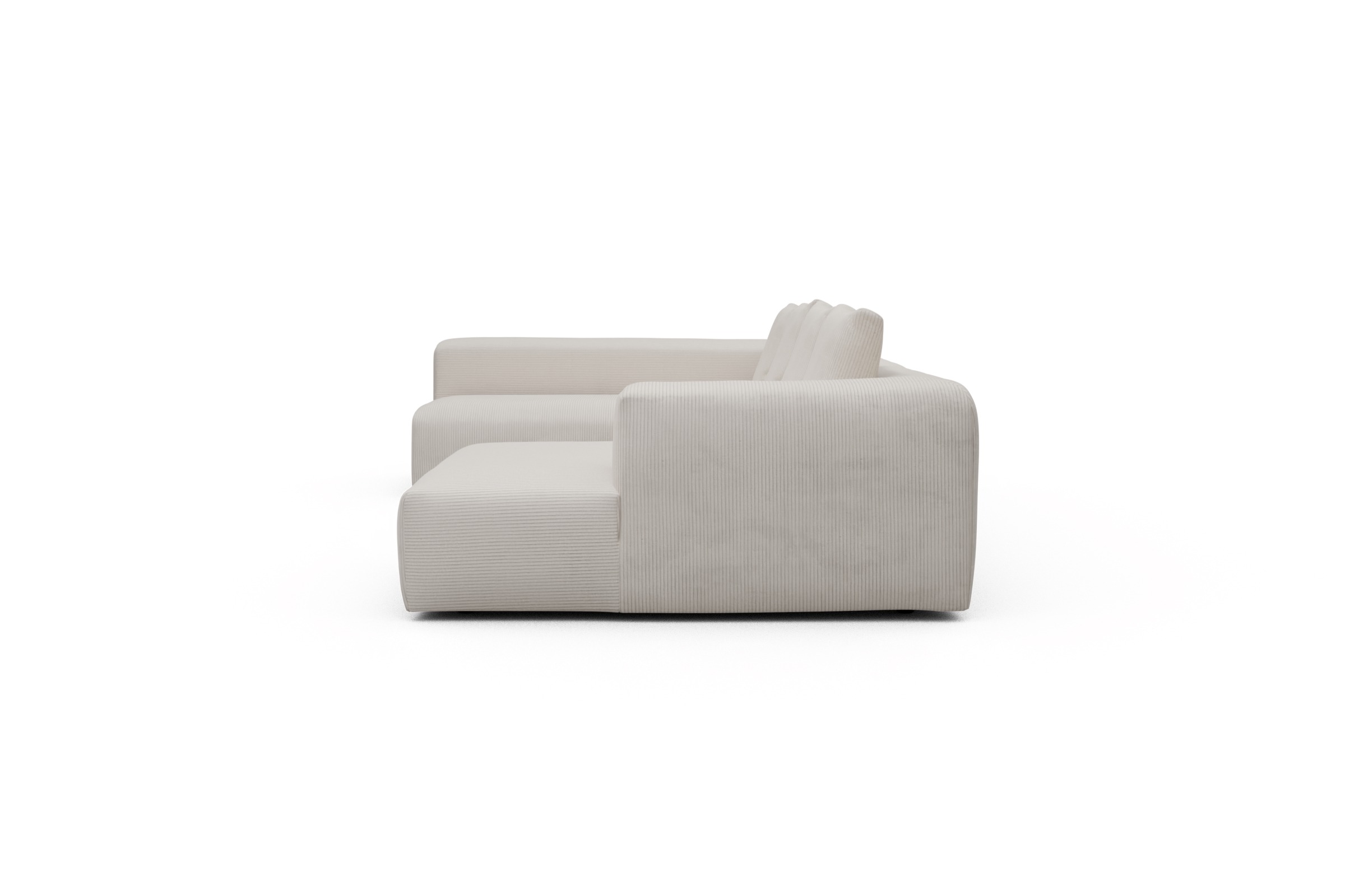 Wohnlandschaft Fred Chaiselongue rechts mit 2-Sitzer und lange Armlehne links Corduroy-Ivory