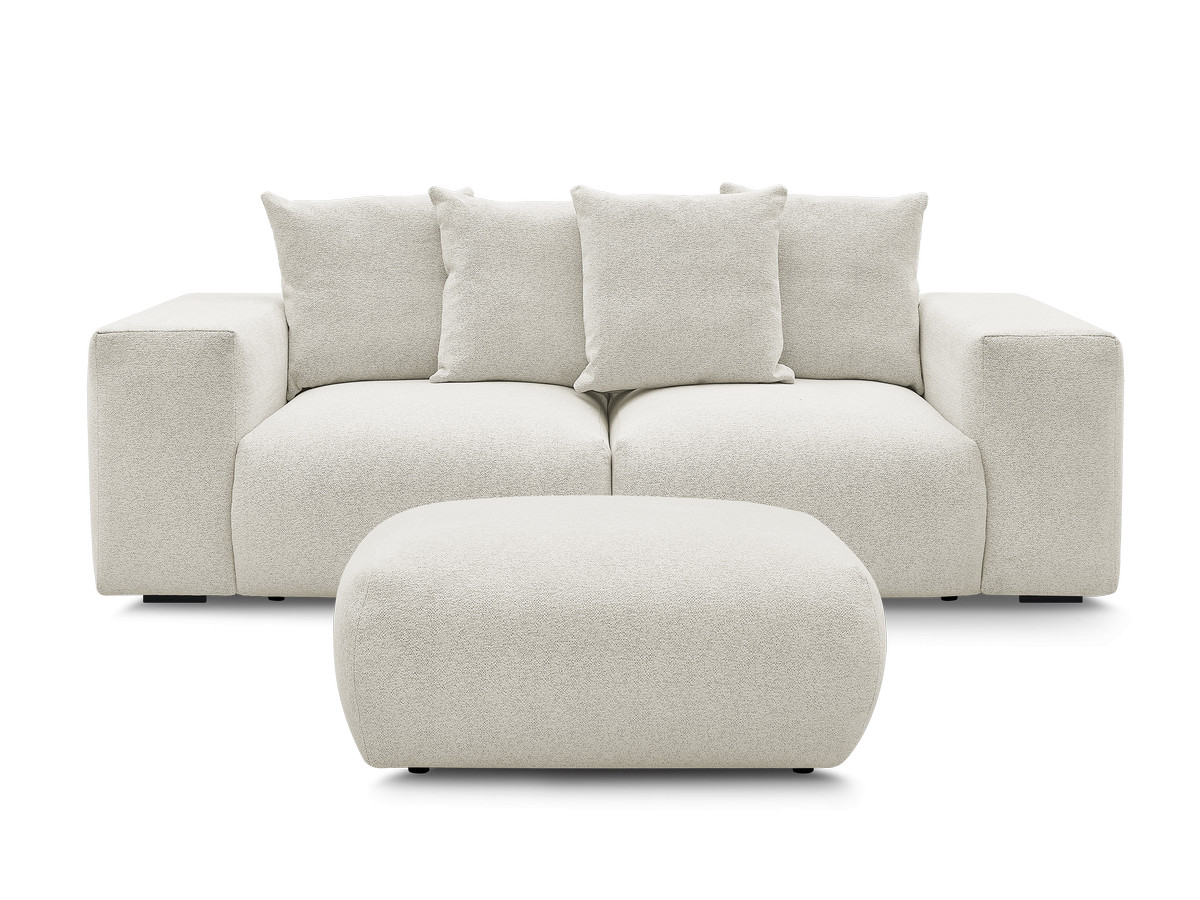 Bobochic Voltaire Sofa 4-Sitzer mit Pouf 248 × 100 cm Melange-Stoff Weiß