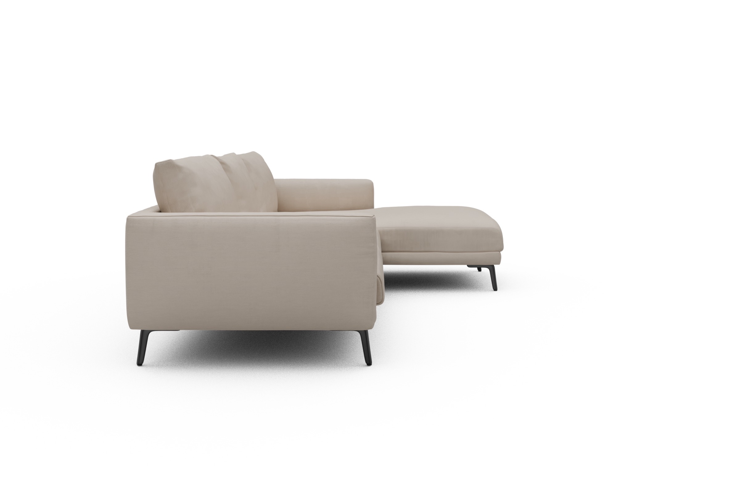 Ecksofa Karl Chaiselongue rechts mit 2,5-Sitzer Cordufine-Off-White