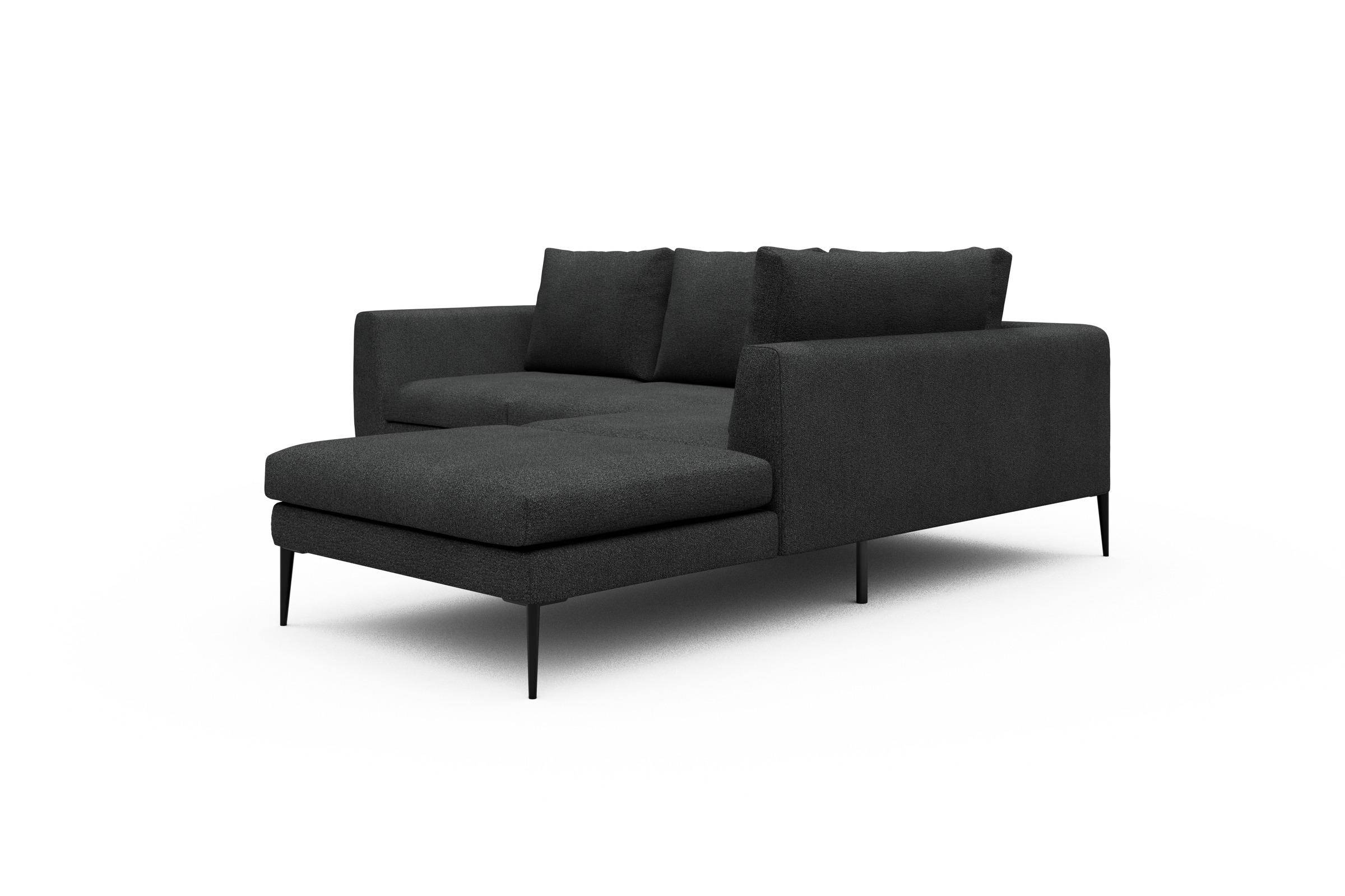 Ecksofa Paul Relax-Ecke rechts mit 2-Sitzer Boucle-Charcoal